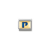 Nomination Composable Classic BUCHST, BLAU Edelstahl, Email und 18K-Gold (16_P)